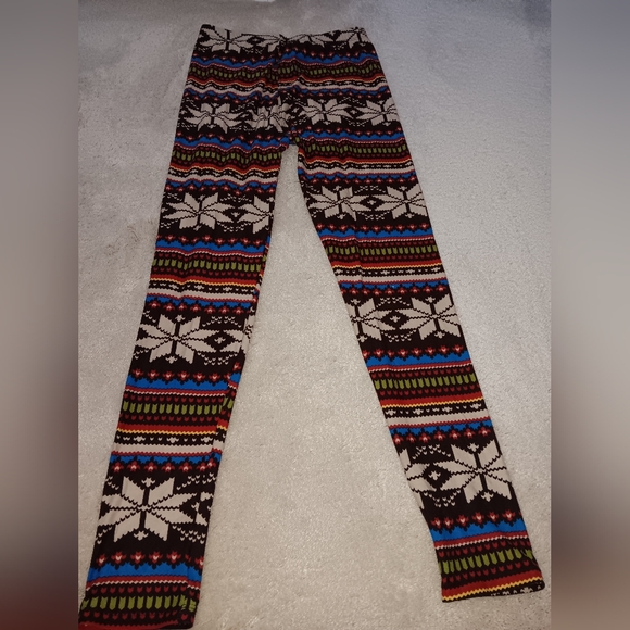 White Mark~Brown Colorful Fair Isle Soft Spandex Leggings NWOT - Picture 15 of 15